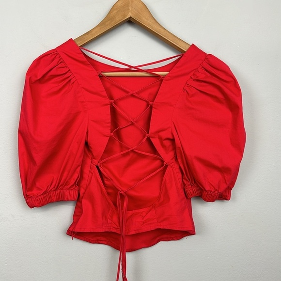 Urban Outfitters Red Strappy-Back Puff Sleeve
Blouse Sz S - Picture 10 of 15
